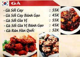 Menu món gà 